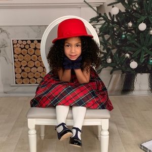 Christmas dress which includes gloves and hat